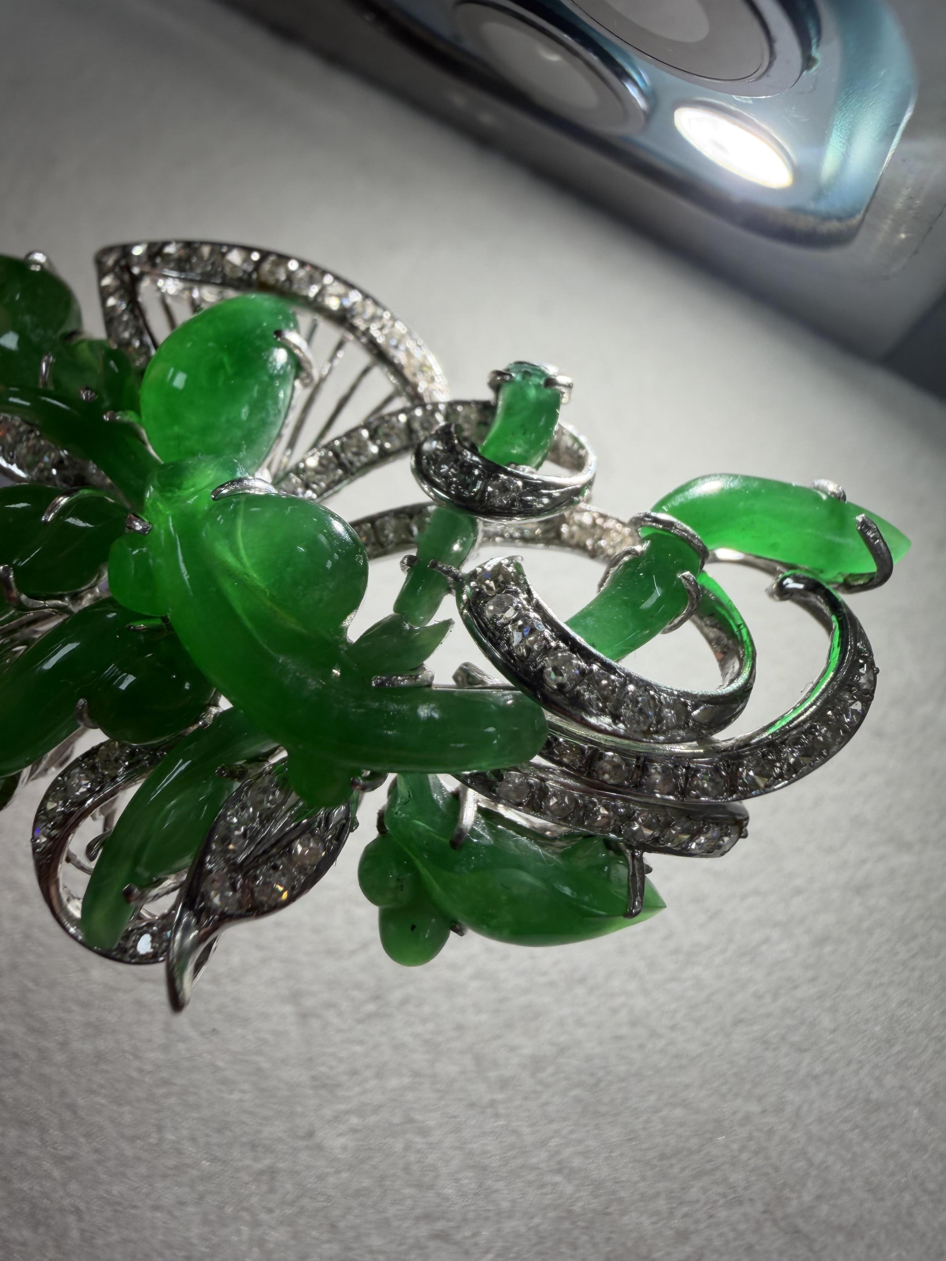 A fine jadeite and diamond brooch, 1960s